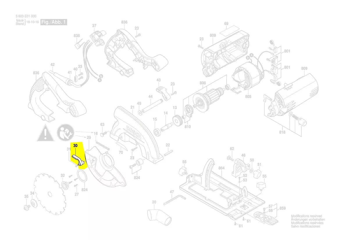 Levier capot protection pendulaire réf. 1 609 203 Y23 Bosch